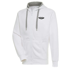 New Orleans Pelicans Antigua Metallic Logo Victory Raglan Full-Zip Hoodie - White for sale