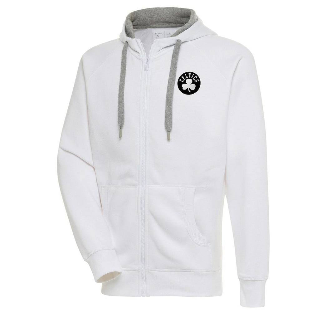 Boston Celtics Antigua Metallic Logo Victory Raglan Full-Zip Hoodie - White discount