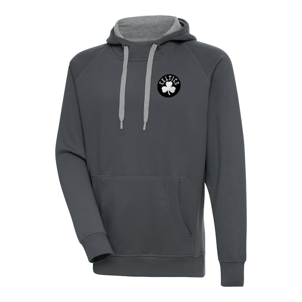Boston Celtics Antigua Metallic Logo Victory Raglan Pullover Hoodie - Charcoal outlet