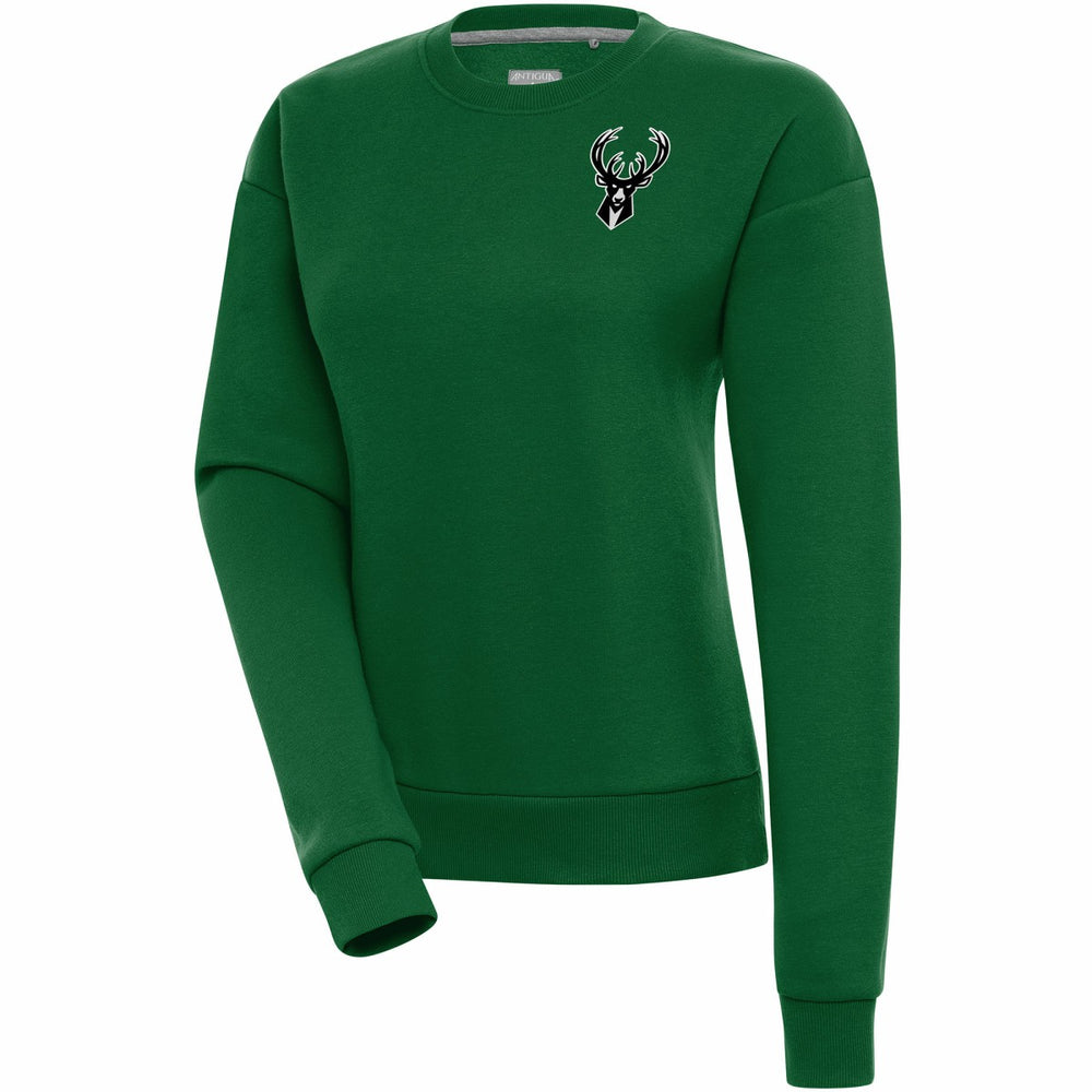 Milwaukee Bucks Antigua Women's Brushed Metallic Victory Pullover Sweatshirt - Hunter Green on sale