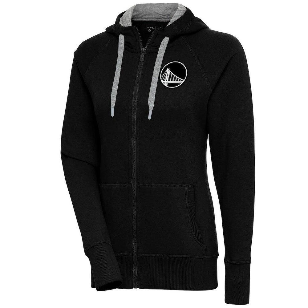 Golden State Warriors Antigua Women's Brushed Metallic Victory Full-Zip Hoodie - Black on sale
