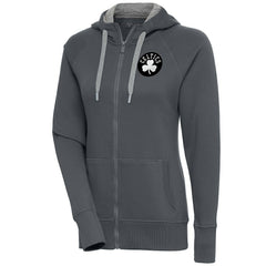 Boston Celtics Antigua Women's Brushed Metallic Victory Full-Zip Hoodie - Charcoal for sale