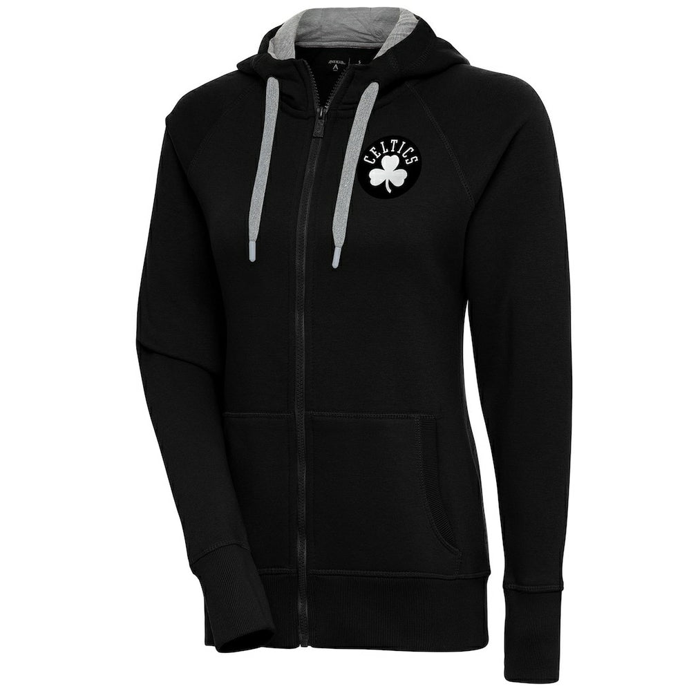 Boston Celtics Antigua Women's Brushed Metallic Victory Full-Zip Hoodie - Black sale
