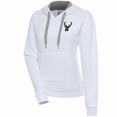Milwaukee Bucks Antigua Women's Brushed Metallic Victory Pullover Hoodie - White online