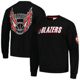 Portland Trail Blazers Hardwood Classics There and Back Pullover Sweatshirt - Black | Mitchell & Ness outlet