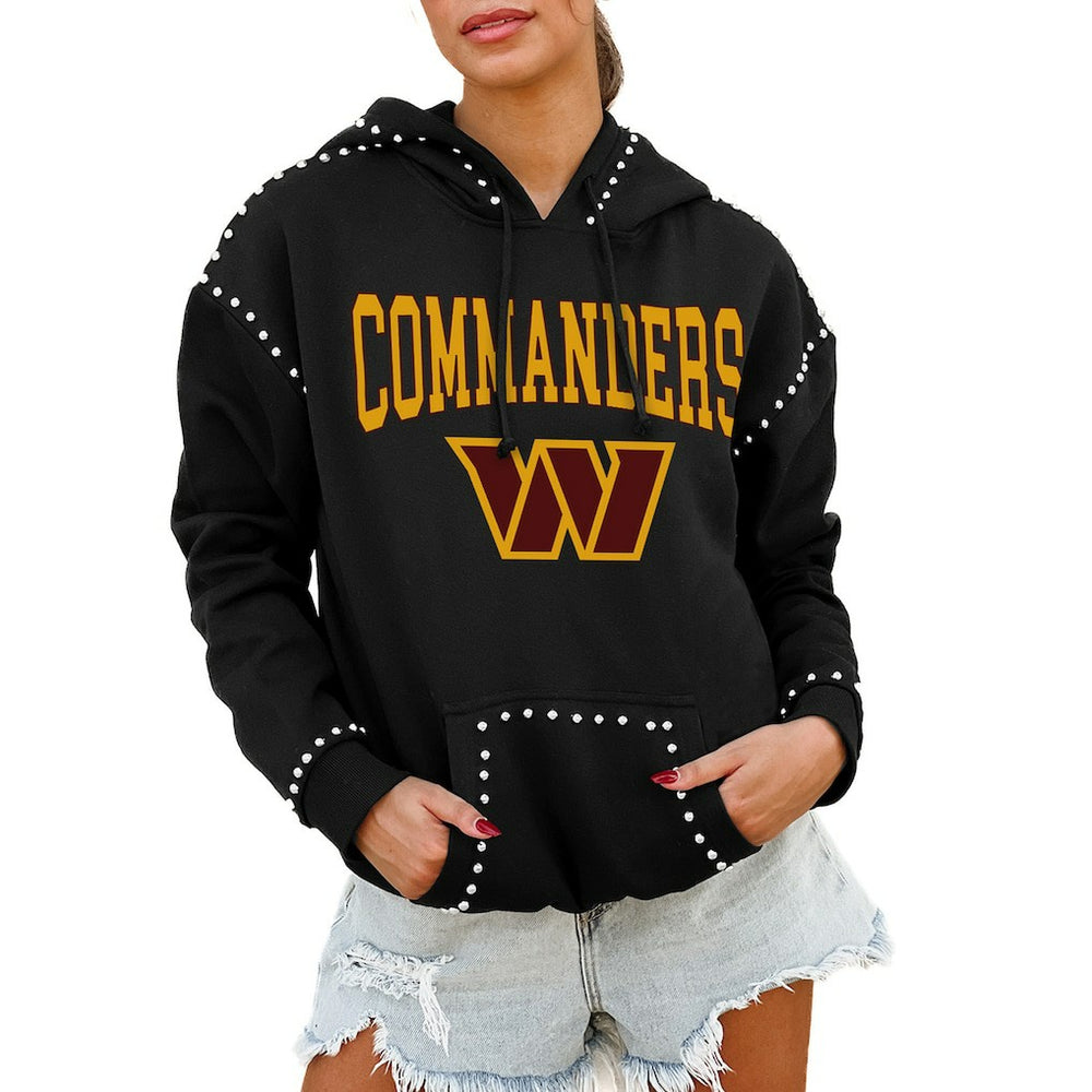 Washington Commanders Gameday Couture Women's Oversized Catch the Vibe Studded Pullover Hoodie - Black online