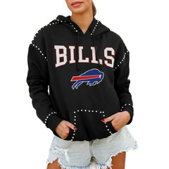 Buffalo Bills Gameday Couture Women's Oversized Catch the Vibe Studded Pullover Hoodie - Black cheap