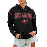 Tampa Bay Buccaneers Gameday Couture Women's Oversized Catch the Vibe Studded Pullover Hoodie - Black sale