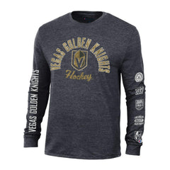 Vegas Golden Knights Champion Multi-Logo Tri-Blend Long Sleeve T-Shirt Black