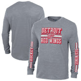 Detroit Red Wings Champion Tri-Blend Dual-Stripe Long Sleeve T-Shirt Heather Gray