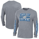 Tampa Bay Lightning Champion Tri-Blend Dual-Stripe Long Sleeve T-Shirt Heather Gray