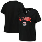 Washington Wizards Profile Women's Plus Size Arch Over Logo V-Neck T-Shirt - Black sale