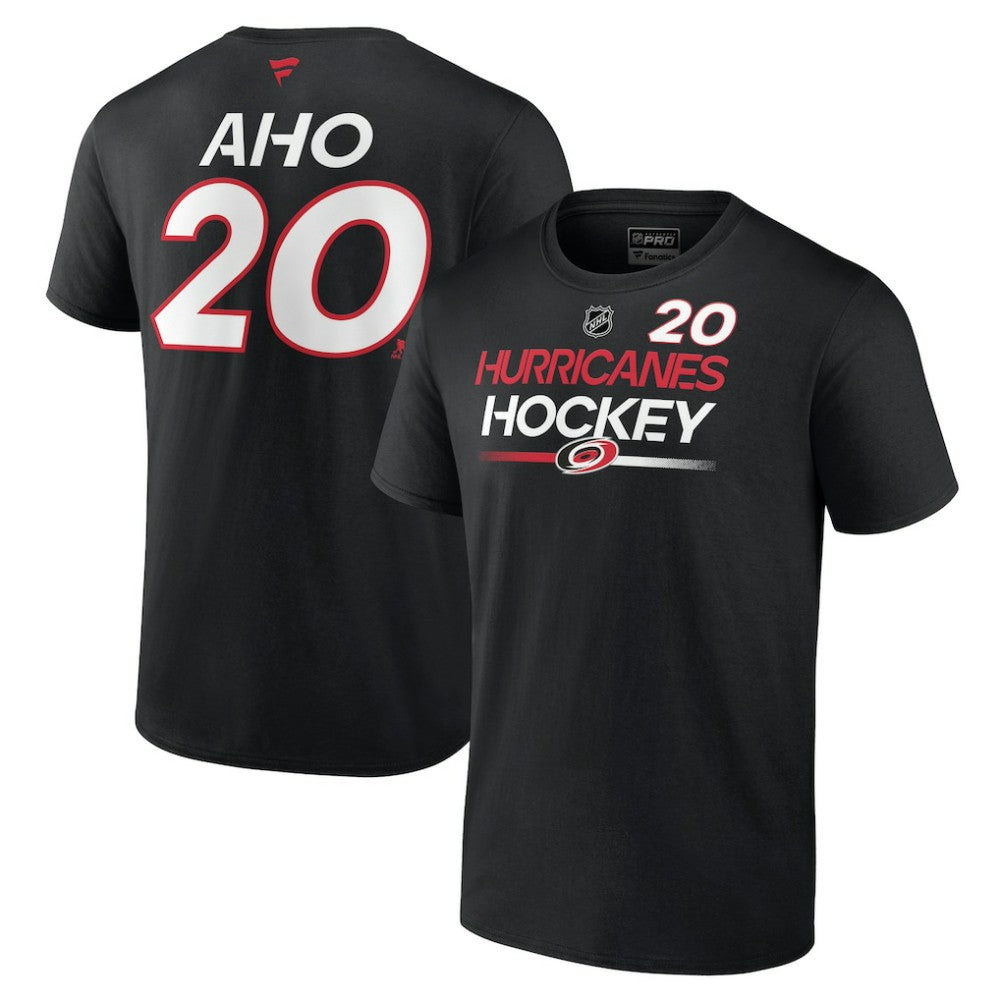 Sebastian Aho Carolina Hurricanes Fanatics Authentic Pro Prime Name & Number T-Shirt Black