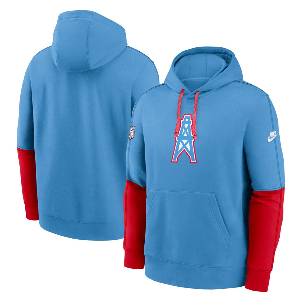 Tennessee Titans Oilers Throwback Alternate Logo Club Tri-Blend Pullover Hoodie - Light Blue | Nike outlet