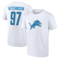 Aidan Hutchinson Detroit Lions Icon Player Name & Number T-Shirt - White cheap