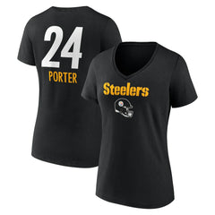 Joey Porter Jr. Pittsburgh Steelers Women's Team Wordmark Player Name & Number V-Neck T-Shirt - Black on sale