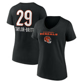 Cam Taylor-Britt Cincinnati Bengals Women's Team Wordmark Player Name & Number V-Neck T-Shirt - Black outlet