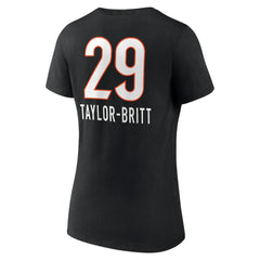 Cam Taylor-Britt Cincinnati Bengals Women's Team Wordmark Player Name & Number V-Neck T-Shirt - Black outlet