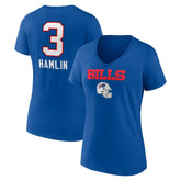 Damar Hamlin Buffalo Bills Women's Team Wordmark Player Name & Number V-Neck T-Shirt - Royal sale