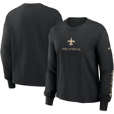 New Orleans Saints Women's Boxy Long Sleeve T-Shirt - Black | Nike outlet