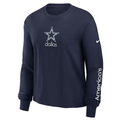 Dallas Cowboys Women's Boxy Long Sleeve T-Shirt - Navy | Nike outlet