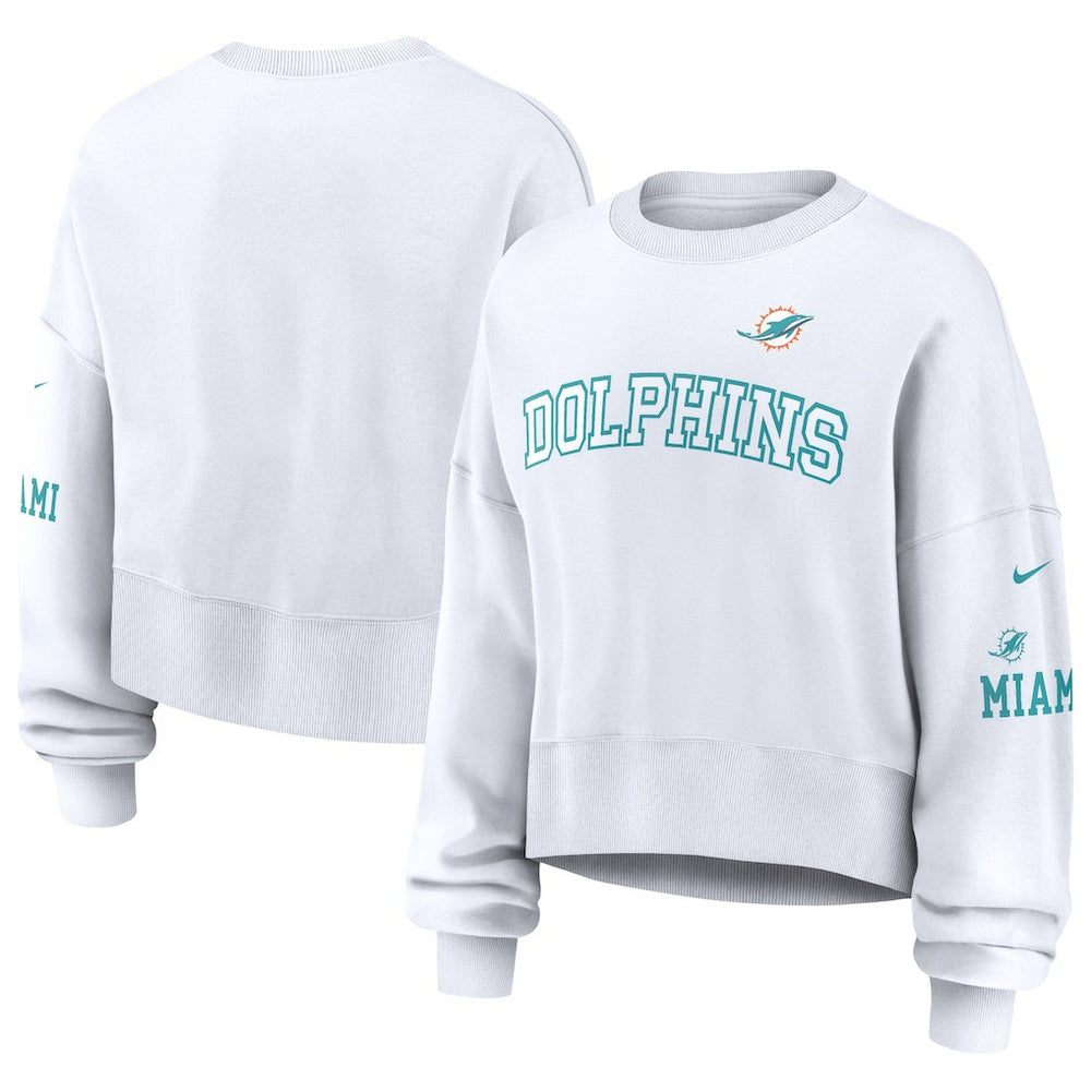Miami Dolphins Women's Oversized Pullover Sweatshirt - White | Nike outlet