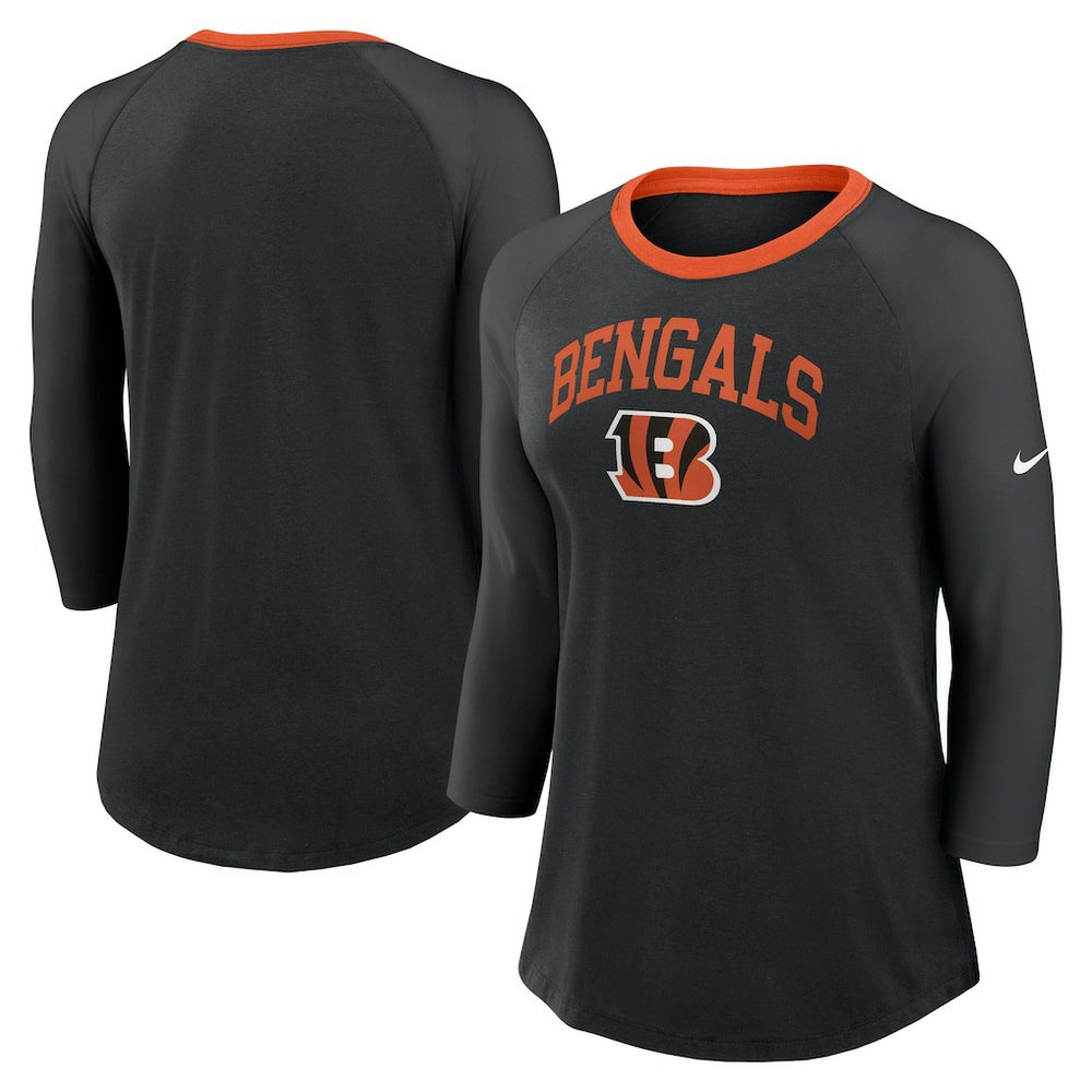 Cincinnati Bengals Women's 3/4 Sleeve Raglan Fashion Top - Black | Nike cheap