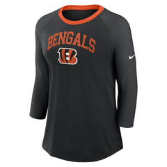 Cincinnati Bengals Women's 3/4 Sleeve Raglan Fashion Top - Black | Nike cheap