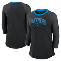 Carolina Panthers Women's 3/4 Sleeve Raglan Fashion Top - Black | Nike for sale