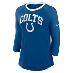 Indianapolis Colts Women's 3/4 Sleeve Raglan Fashion Top - Royal | Nike for sale