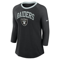 Las Vegas Raiders Women's 3/4 Sleeve Raglan Fashion Top - Black | Nike outlet