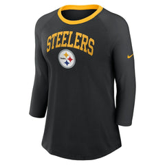 Pittsburgh Steelers Women's 3/4 Sleeve Raglan Fashion Top - Black | Nike sale