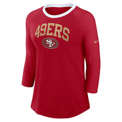 San Francisco 49ers Women's 3/4 Sleeve Raglan Fashion Top - Scarlet | Nike for sale