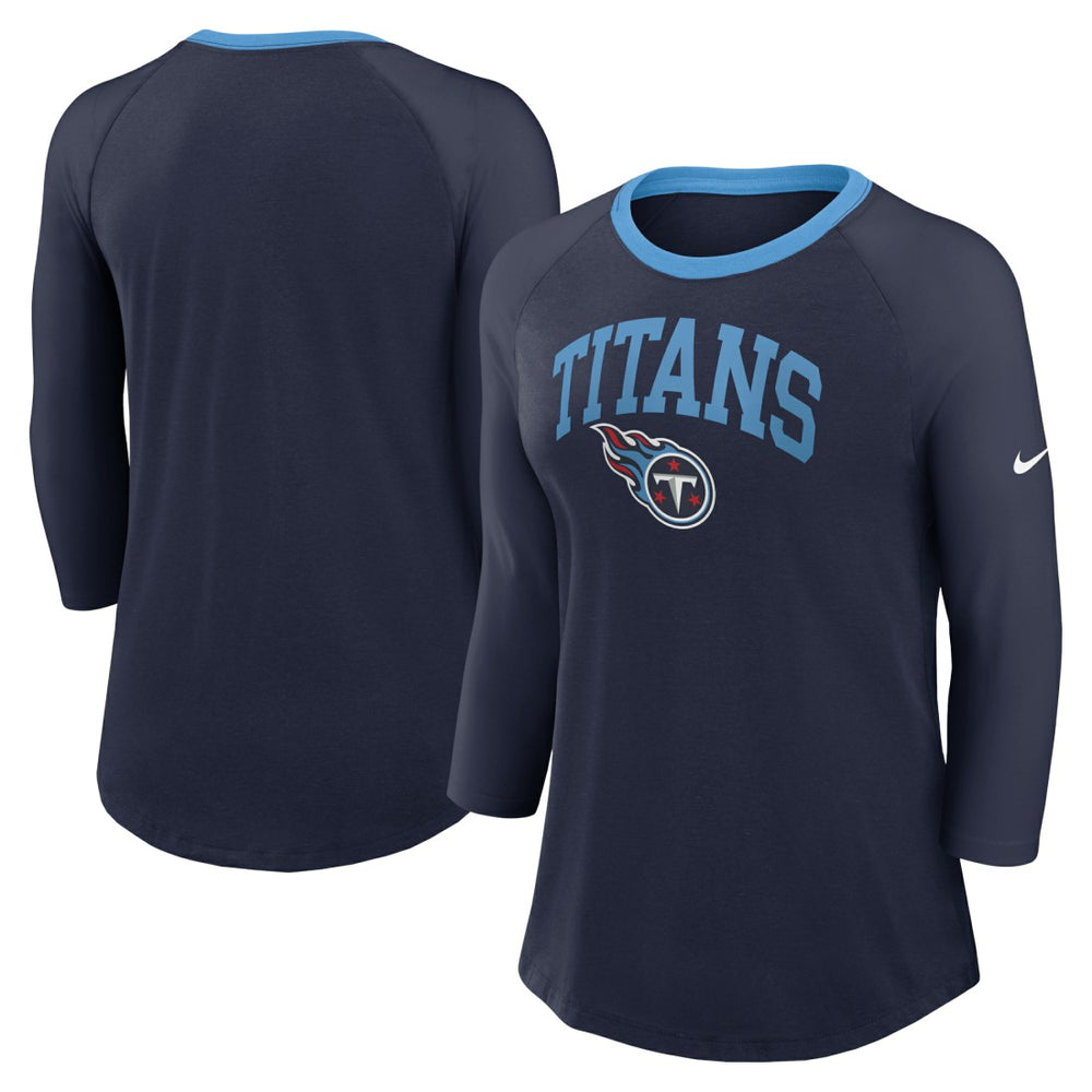Tennessee Titans Women's 3/4 Sleeve Raglan Fashion Top - Navy | Nike sale