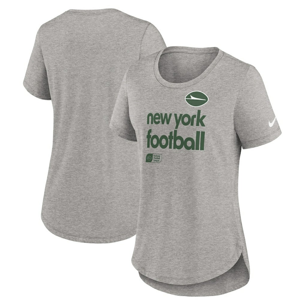 New York Jets Women's Team Shout-Out Tri-Blend T-Shirt - Heather Gray | Nike sale