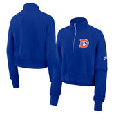 Denver Broncos Women's Rewind Phoenix Half-Zip Sweatshirt - Royal | Nike for sale
