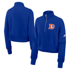 Denver Broncos Women's Rewind Phoenix Half-Zip Sweatshirt - Royal | Nike for sale