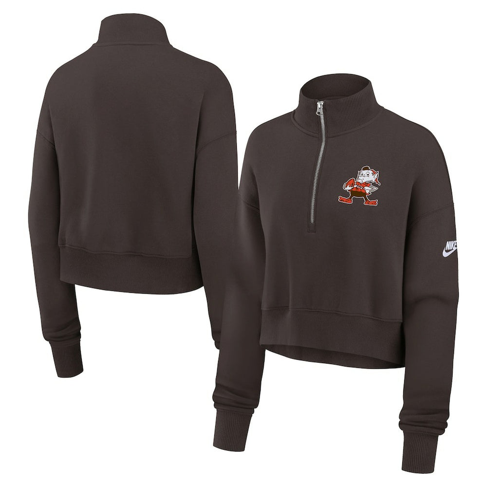Cleveland Browns Women's Rewind Phoenix Half-Zip Sweatshirt - Brown | Nike discount