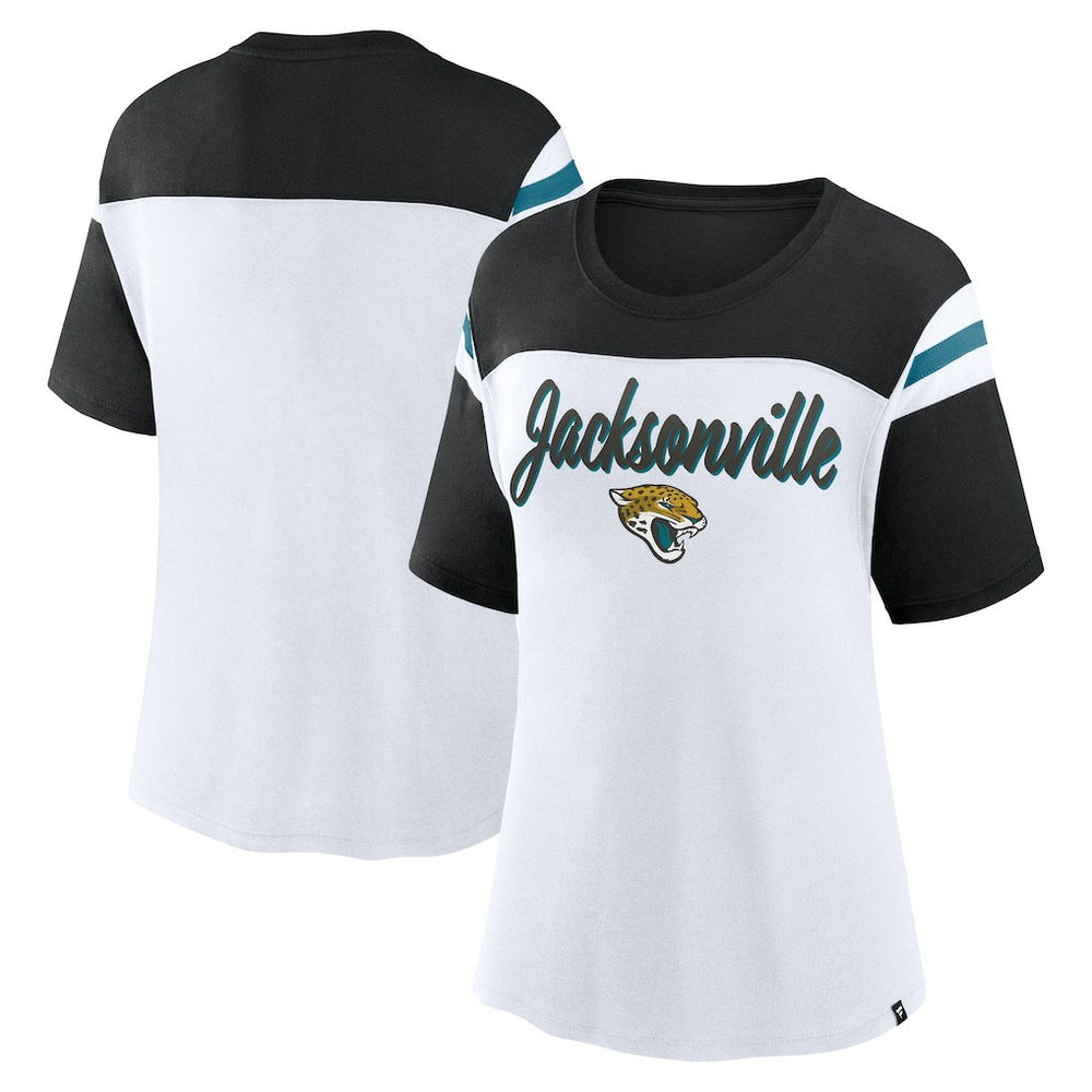 Jacksonville Jaguars Women's Cheer Chant Fashion Crop Top - White/Black discount
