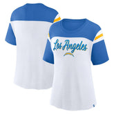 Los Angeles Chargers Women's Cheer Chant Fashion Crop Top - White/Powder Blue sale