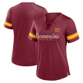Washington Commanders Women's Play Script Lace-Up T-Shirt - Burgundy on sale