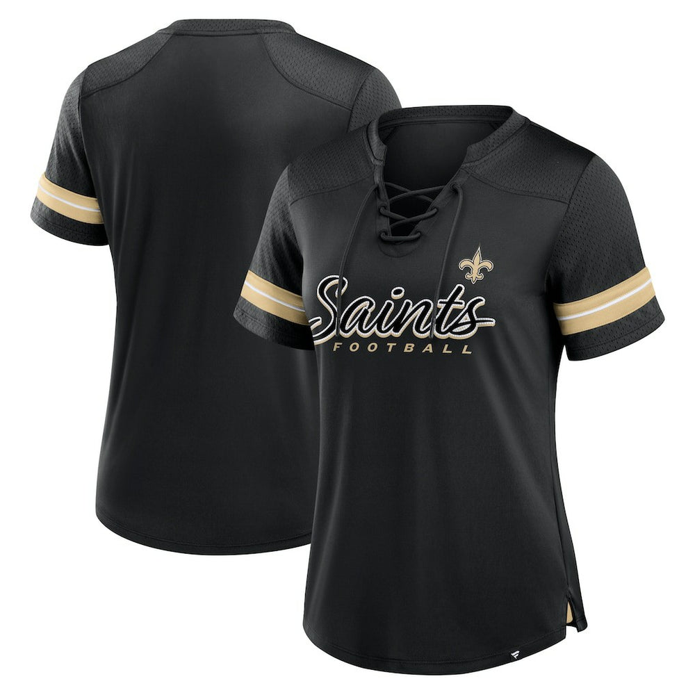 New Orleans Saints Women's Play Script Lace-Up T-Shirt - Black online