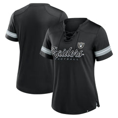 Las Vegas Raiders Women's Play Script Lace-Up T-Shirt - Black outlet