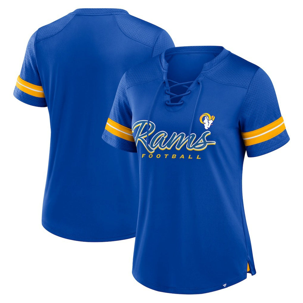 Los Angeles Rams Women's Play Script Lace-Up T-Shirt - Royal online