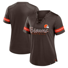 Cleveland Browns Women's Play Script Lace-Up T-Shirt - Brown sale