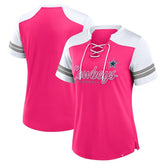 Dallas Cowboys Women's Play Script Lace-Up T-Shirt - Pink discount