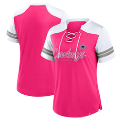 Dallas Cowboys Women's Play Script Lace-Up T-Shirt - Pink discount