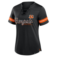Cincinnati Bengals Women's Play Script Lace-Up T-Shirt - Black cheap