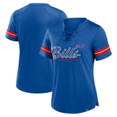 Buffalo Bills Women's Play Script Lace-Up T-Shirt - Royal cheap
