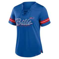 Buffalo Bills Women's Play Script Lace-Up T-Shirt - Royal cheap